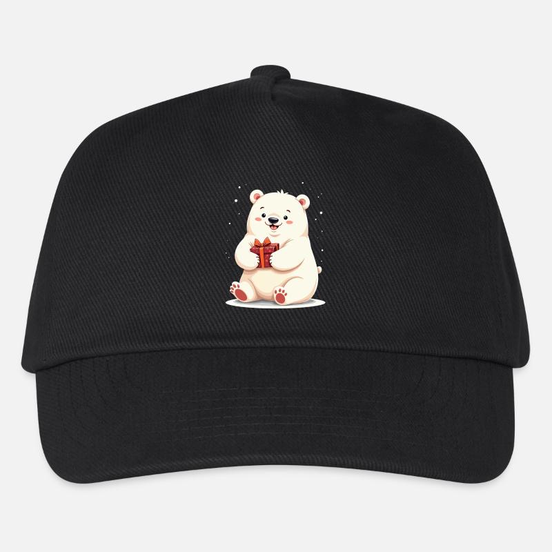 Niedlicher Eisbär mit Geschenkillustration - Kinder Basecap - Schwarz