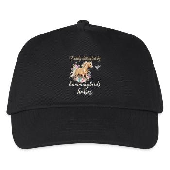 Kolibris und Pferde Reiten Reiten Reiter - Kinder Basecap - Schwarz - Vorne