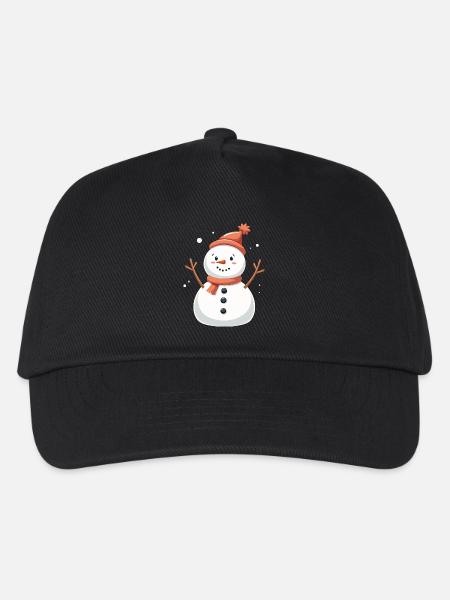 Schneemann, gemütliche Winterlaune - Kinder Basecap - Schwarz