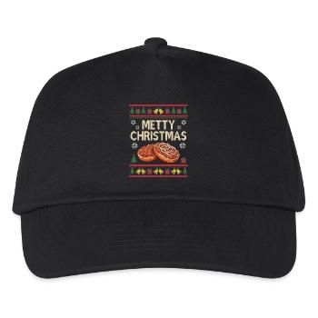 Lustiges Mett Weihnachten Geschenk Mettbrötchen - Kinder Basecap - Schwarz - Vorne