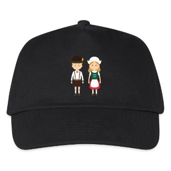 Costume folklorique, couple d’enfants en Lederhosen et Dirndl - Casquette de baseball Enfant - noir - Devant