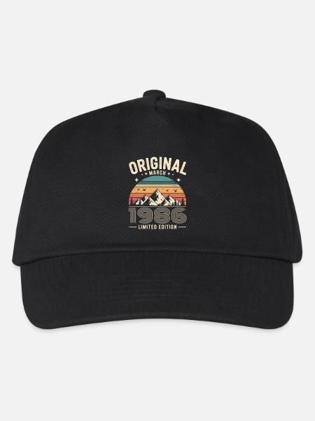 Vintage Born in March 1986 Original 40 years ago - Kids’ Baseball Cap - black