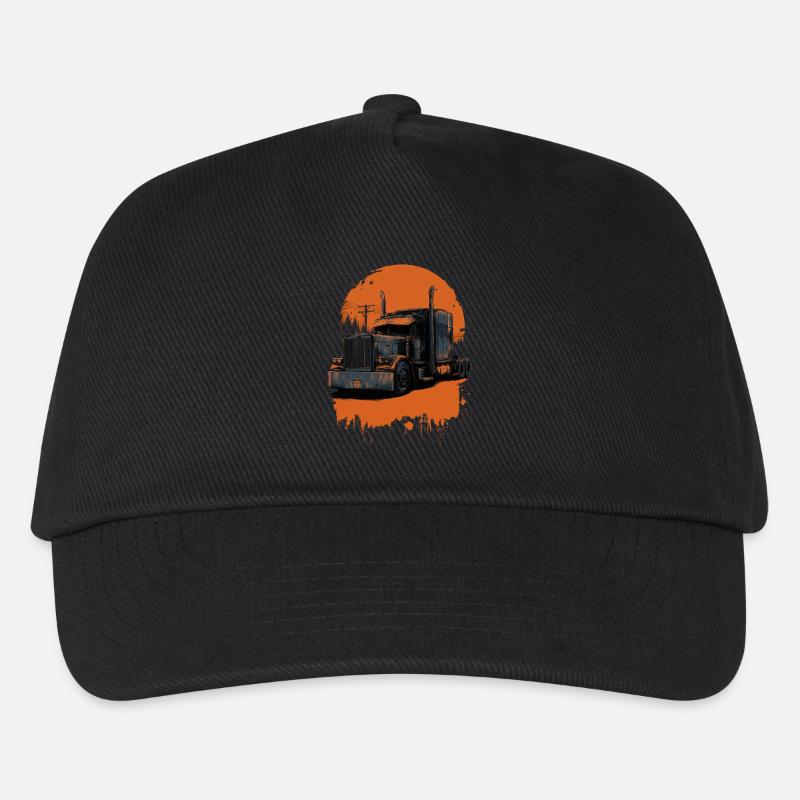 LKW im orangefarbenen Farbton - Kinder Basecap - Schwarz