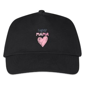 Mama - Super Mama - Kinder Basecap - Schwarz - Vorne