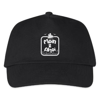 Moin & Ahoi - Maritimes Küsten Design - Kinder Basecap - Schwarz - Vorne