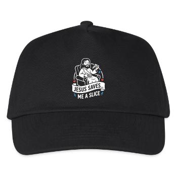 Jesus Saves Me A Slice Funny - Kinder Basecap - Schwarz - Vorne