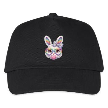 Easter Bunny Bubble Heart Glasses Rainbow - Kids’ Baseball Cap - black - Front