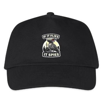 Rabe mit Kamera-Spion Design - Kinder Basecap - Schwarz - Vorne