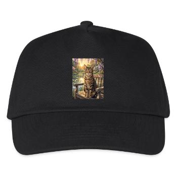 Tabby Cat in Serene Wisteria Garden - Kids’ Baseball Cap - black - Front