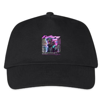 Neon Cyberpunk Fahrradfahrer - Kinder Basecap - Schwarz - Vorne