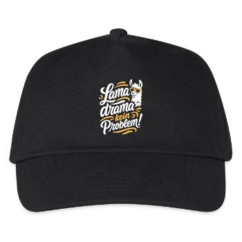 Kein Panik Lama Spruch Lustig Design - Kinder Basecap - Schwarz - Vorne