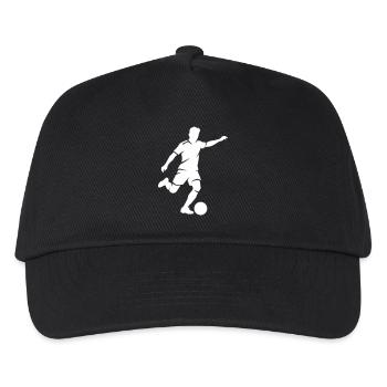 Fussballspieler Silhouette Fussball - Kinder Basecap - Schwarz - Vorne