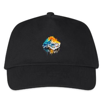 Himalaya Aquarell Berge & Gebetsfahnen - Kinder Basecap - Schwarz - Vorne