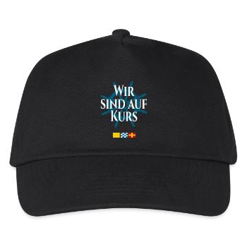 Wir sind auf Kurs – Maritime Signalflaggen - Kinder Basecap - Schwarz - Vorne