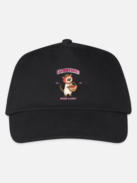 Erdbeerkatze süß und saftig - Kinder Basecap - Schwarz
