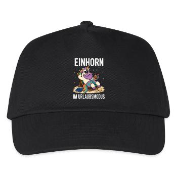Einhorn Urlaubsmodus Männer Camping Fun Shirt  - Kinder Basecap - Schwarz - Vorne