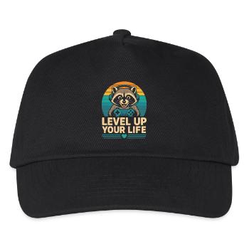 Level Up Your Life Raccoon Gamer - Kids’ Baseball Cap - black - Front