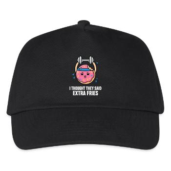 Donut exercising with dumbbell - Kids’ Baseball Cap - black - Front