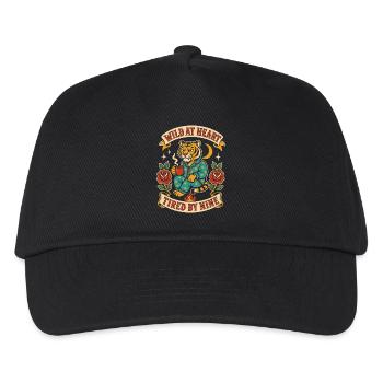 Wild at Heart – Tired until nine - Kids’ Baseball Cap - black - Front