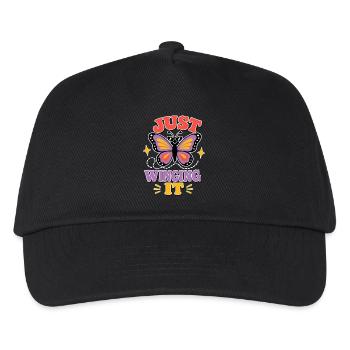 Just Winging It – Funny Butterfly - Kids’ Baseball Cap - black - Front