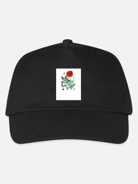 Roter Mohn in botanischer Illustration - Kinder Basecap - Schwarz