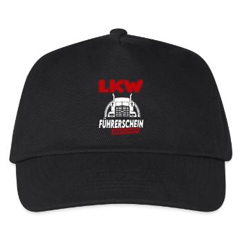 LKW  Führerschein bestanden Sprüche Lastwagen - Kinder Basecap - Schwarz - Vorne