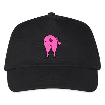 Schwein von hinten / pigs backside (2c) - Kinder Basecap - Schwarz - Vorne