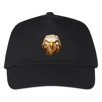 Adler Adlerkopf Gold Raubvogel Vogel Tier Natur - Kinder Basecap - Schwarz - Vorne
