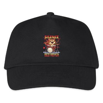Schlagzeug Drums Silence Destroyer Katze Lustig - Kinder Basecap - Schwarz - Vorne