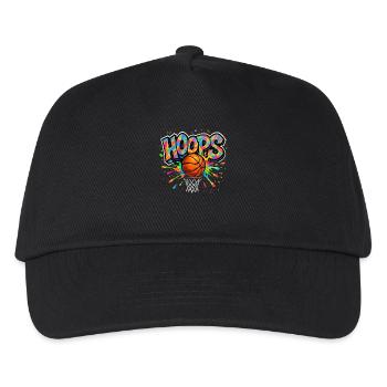 Hoops Basketball Sport Geschenkidee BBall - Kinder Basecap - Schwarz - Vorne