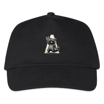 Rock Musik Waschbär Lustig Humor Geschenkidee - Kinder Basecap - Schwarz - Vorne