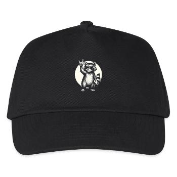 Rock Musik Waschbär Lustig Humor Geschenkidee - Kinder Basecap - Schwarz - Vorne