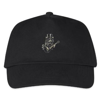 Rock Musik Waschbär Lustig Humor Geschenkidee - Kinder Basecap - Schwarz - Vorne