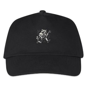 Rock Musik Waschbär Lustig Humor Geschenkidee - Kinder Basecap - Schwarz - Vorne