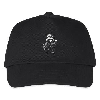 Rock Musik Waschbär Lustig Humor Geschenkidee - Kinder Basecap - Schwarz - Vorne