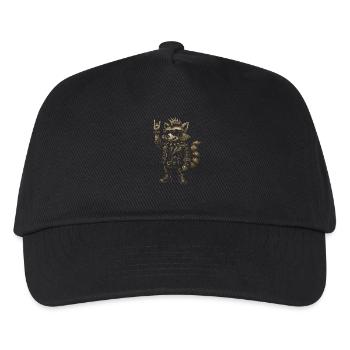 Rock Musik Waschbär Lustig Humor Geschenkidee - Kinder Basecap - Schwarz - Vorne