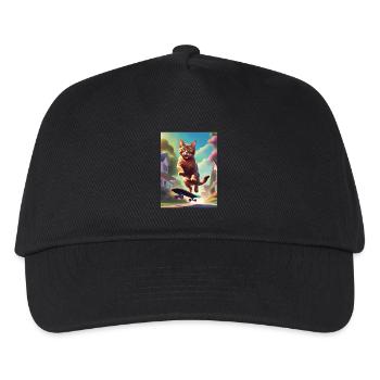 Katze Skateboaring - Kinder Basecap - Schwarz - Vorne