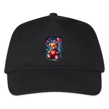 Heart balloons and teddy bear - Kids’ Baseball Cap - black - Front