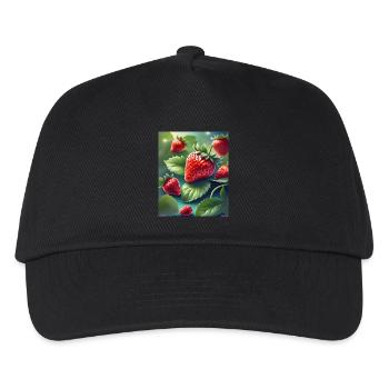 Ein Haufen frisch gepflückter Erdbeeren - Kinder Basecap - Schwarz - Vorne