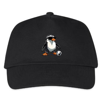 Fussball Pinguine - Kinder Basecap - Schwarz - Vorne
