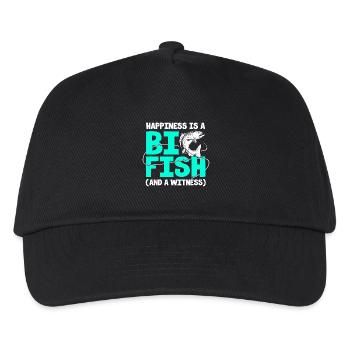 Forelle Forellenteich Angelrute Angler Anglerfisch - Kinder Basecap - Schwarz - Vorne