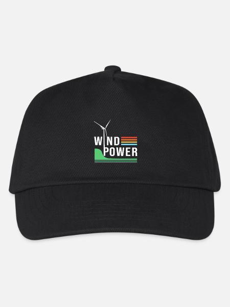 Windrad Windenergie Windkraft - Kinder Basecap - Schwarz
