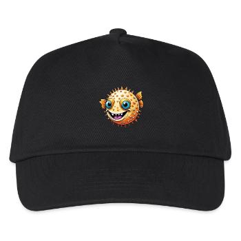Cheerful laughing colorful puffer fish - Kids’ Baseball Cap - black - Front