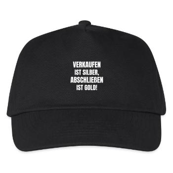 Verkaufen ist Silber, Abschließen ist Gold! - Kinder Basecap - Schwarz - Vorne