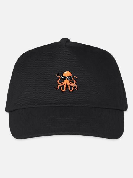 Oktopus Cool Tier - Kinder Basecap - Schwarz