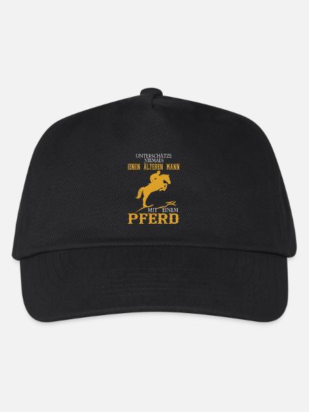 Alter Mann Pferd - Kinder Basecap - Schwarz