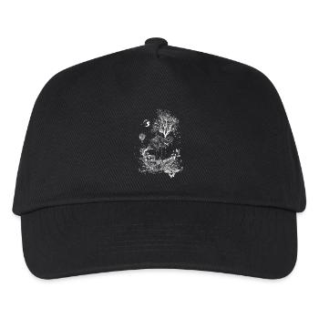 Elefant,Papierschiff und Baum- surreales Design - Kinder Basecap - Schwarz - Vorne