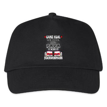 Kinder T-Shirt - Mein Papa ist Feuerwehrmann - Kinder Basecap - Schwarz - Vorne