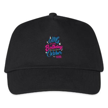 OMG ist mein Geburtstag 10. Oktober - Kinder Basecap - Schwarz - Vorne