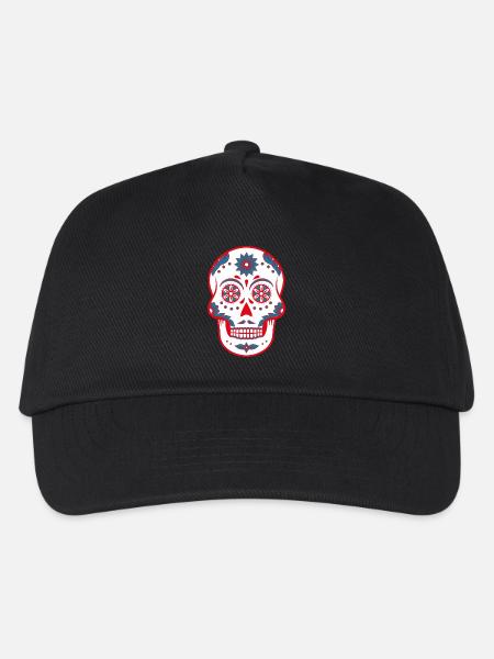 Sugar Skull / Totenkopf - Kinder Basecap - Schwarz